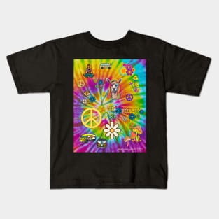 Retro Psychedelic Hippie Llama Original Design by Whitetop Arts Kids T-Shirt